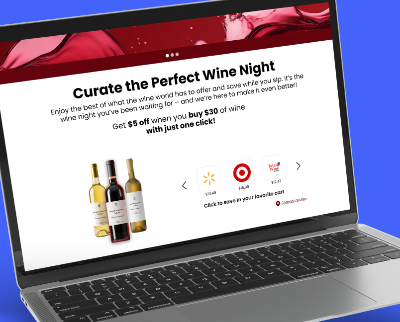 Shoppable wine content displayed on a brand website